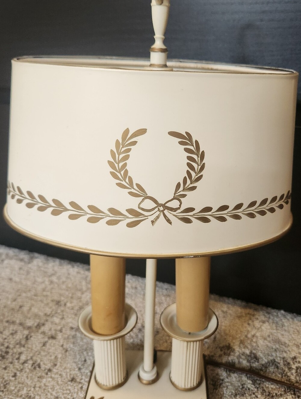 Vintage Cream And Gold Bouillotte Lamp - Picture 3 of 15